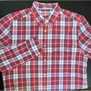 21st Century Lifestyle Shirt, Lg Sleeve, Plaid Red Blue White‎ Size XL